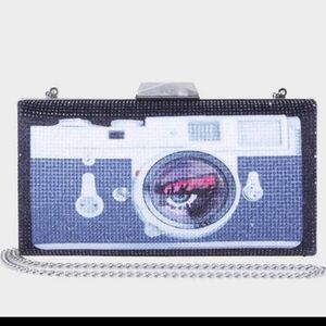 Betsey Johnson rhinestone camera clutch